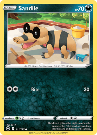 Sandile Silver Tempest Pokemon Card