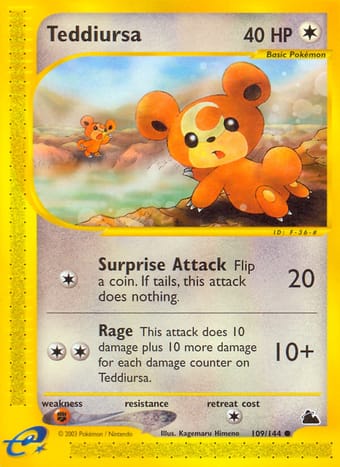 Teddiursa Skyridge Pokemon Card