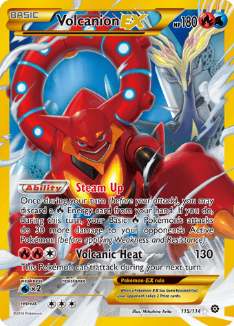 Volcanion-EX Steam Siege Pokemon Card