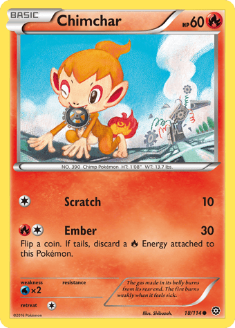 Chimchar Steam Siege Pokemon Card