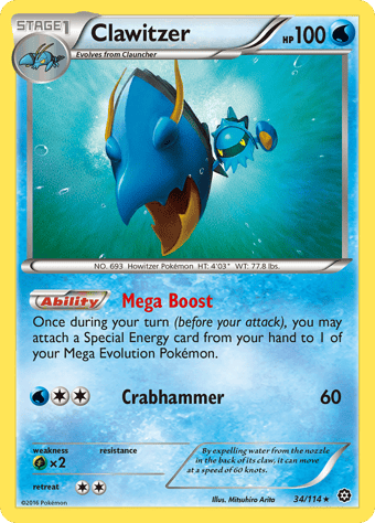 Clawitzer Steam Siege Pokemon Card