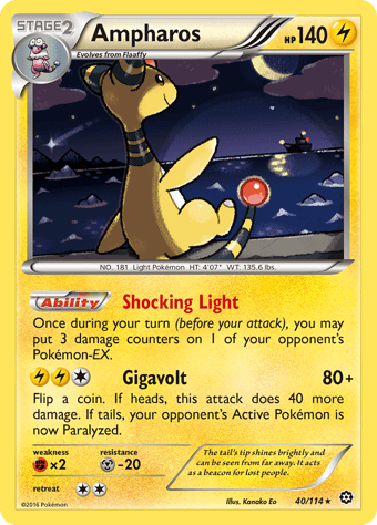 Ampharos Steam Siege Pokemon Card