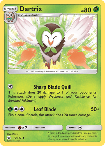 Dartrix Sun & Moon Pokemon Card