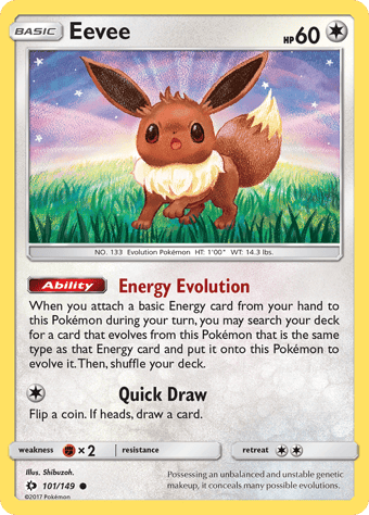 Eevee Sun & Moon Pokemon Card