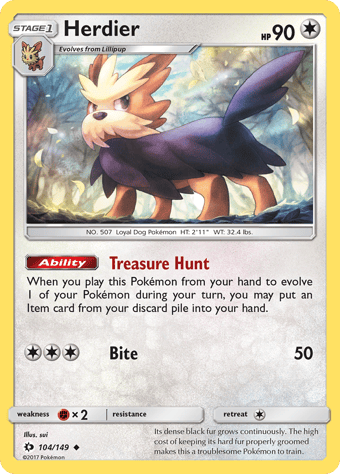 Herdier Sun & Moon Pokemon Card