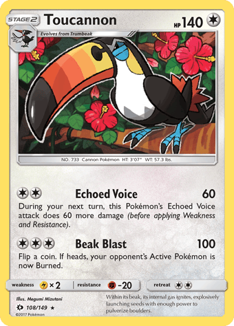 Toucannon Sun & Moon Pokemon Card