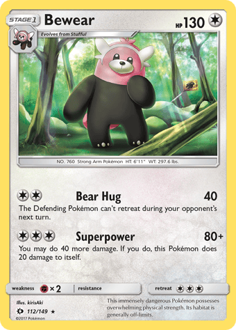 Bewear Sun & Moon Pokemon Card