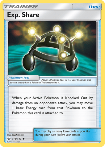 Exp. Share Sun & Moon Pokemon Card