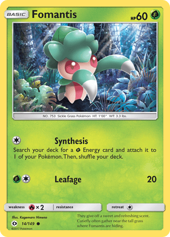 Fomantis Sun & Moon Pokemon Card