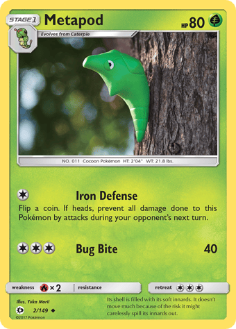 Metapod Sun & Moon Pokemon Card