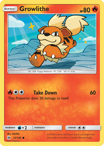 Growlithe Sun & Moon Pokemon Card