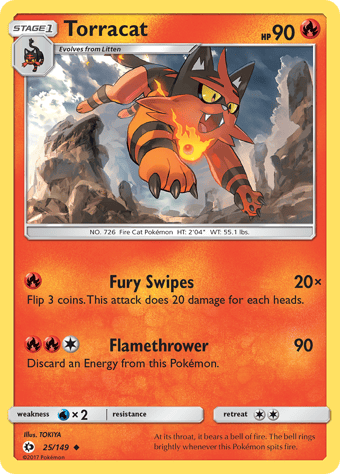 Torracat Sun & Moon Pokemon Card