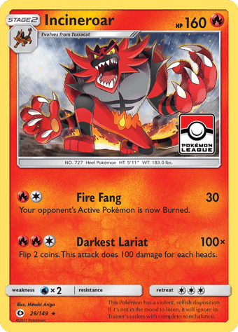 Incineroar Sun & Moon Pokemon Card