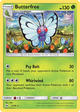Butterfree Sun & Moon Pokemon Card