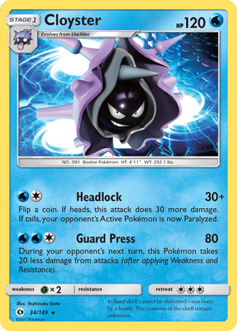 Cloyster Sun & Moon Pokemon Card
