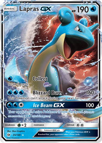 Lapras-GX Sun & Moon Pokemon Card