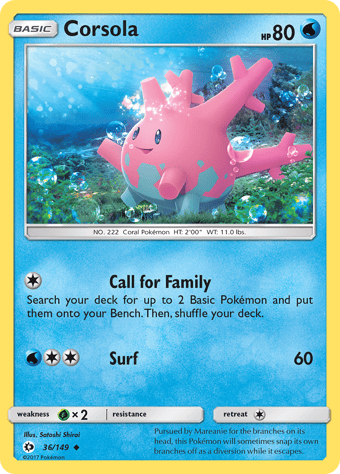 Corsola Sun & Moon Pokemon Card