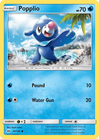 Popplio Sun & Moon Pokemon Card