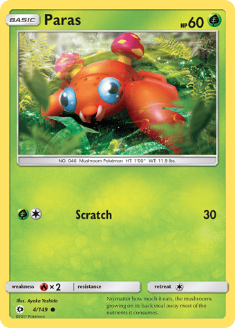 Paras Sun & Moon Pokemon Card