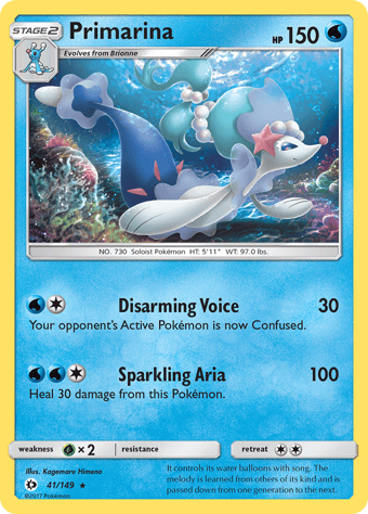 Primarina Sun & Moon Pokemon Card
