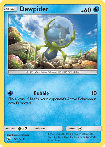 Dewpider Sun & Moon Pokemon Card