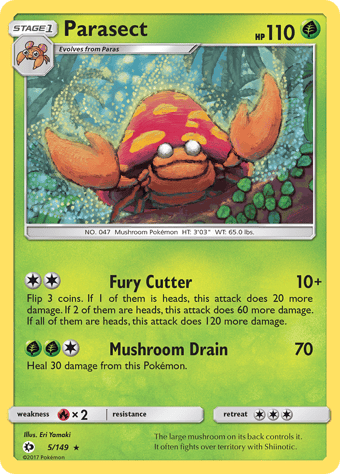 Parasect Sun & Moon Pokemon Card
