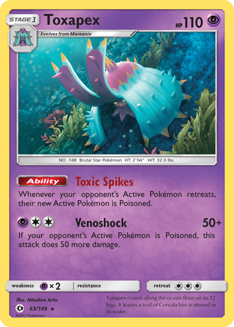 Toxapex Sun & Moon Pokemon Card