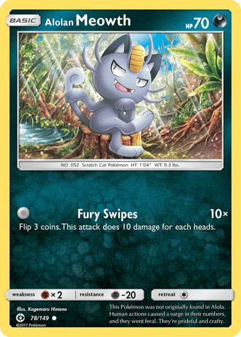Alolan Meowth Sun & Moon Pokemon Card