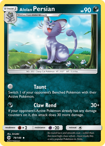Alolan Persian Sun & Moon Pokemon Card