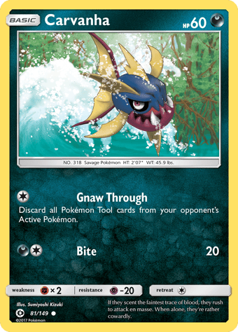 Carvanha Sun & Moon Pokemon Card