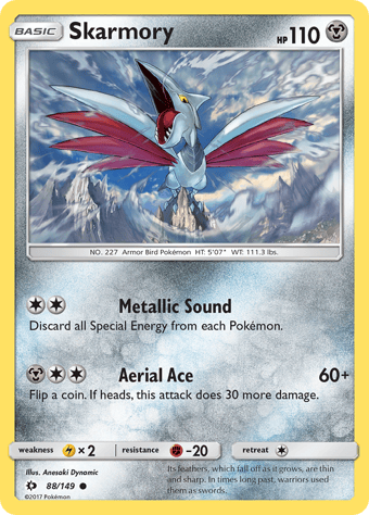 Skarmory Sun & Moon Pokemon Card