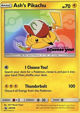 Ash's Pikachu SM Black Star Promos Pokemon Card