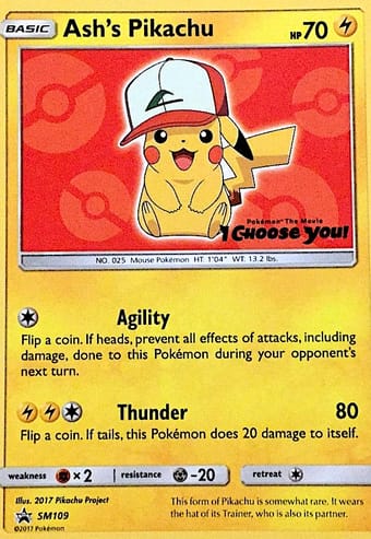 Ash's Pikachu SM Black Star Promos Pokemon Card