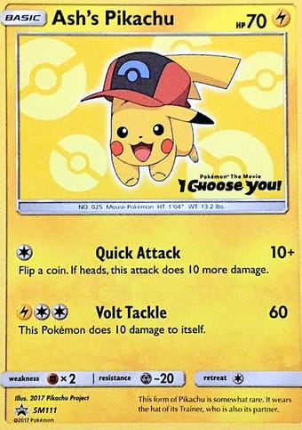 Ash's Pikachu SM Black Star Promos Pokemon Card