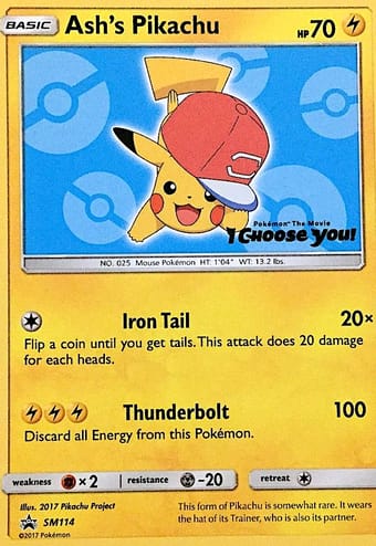 Ash's Pikachu SM Black Star Promos Pokemon Card