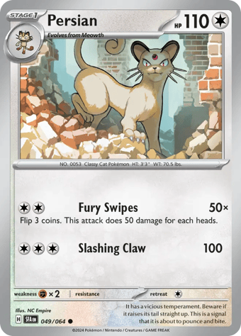 Persian Shrouded Fable Pokemon Card