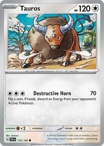 Tauros Stellar Crown Pokemon Card