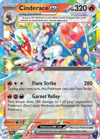 Cinderace ex Stellar Crown Pokemon Card
