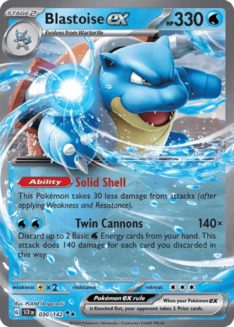 Blastoise ex Stellar Crown Pokemon Card