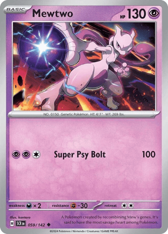 Mewtwo Stellar Crown Pokemon Card