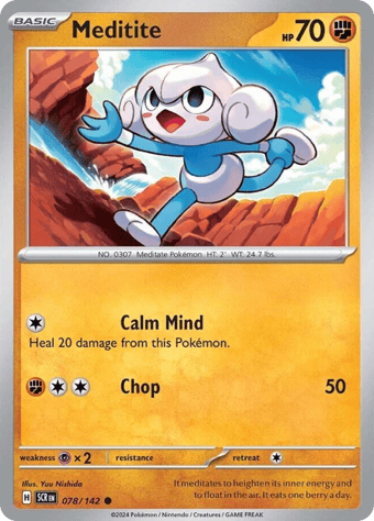 Meditite Stellar Crown Pokemon Card