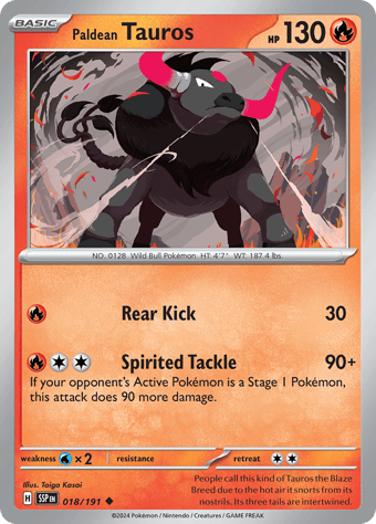 Paldean Tauros Surging Sparks Pokemon Card