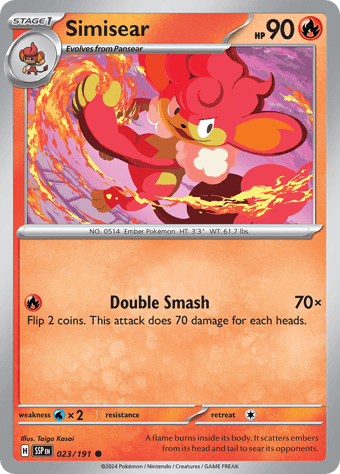 Simisear Surging Sparks Pokemon Card