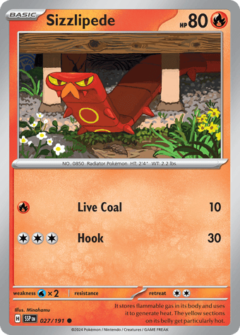 Sizzlipede Surging Sparks Pokemon Card