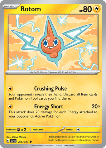 Rotom Surging Sparks Pokemon Card