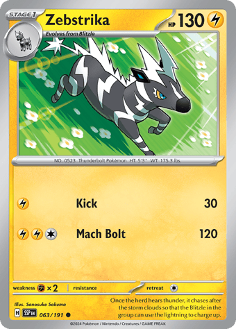 Zebstrika Surging Sparks Pokemon Card