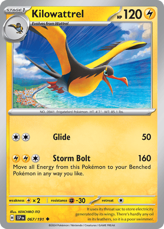 Kilowattrel Surging Sparks Pokemon Card