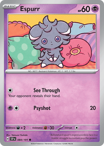 Espurr Surging Sparks Pokemon Card