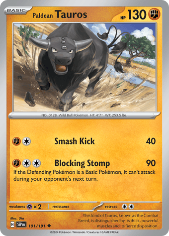 Paldean Tauros Surging Sparks Pokemon Card