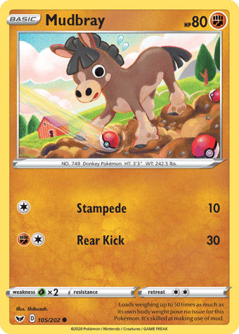 Mudbray Sword & Shield Pokemon Card